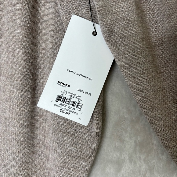 NWT Nine West Cardigan Duster L Brown Pockets Open Front Ribbed Cuffs Stretch - Picture 6 of 10